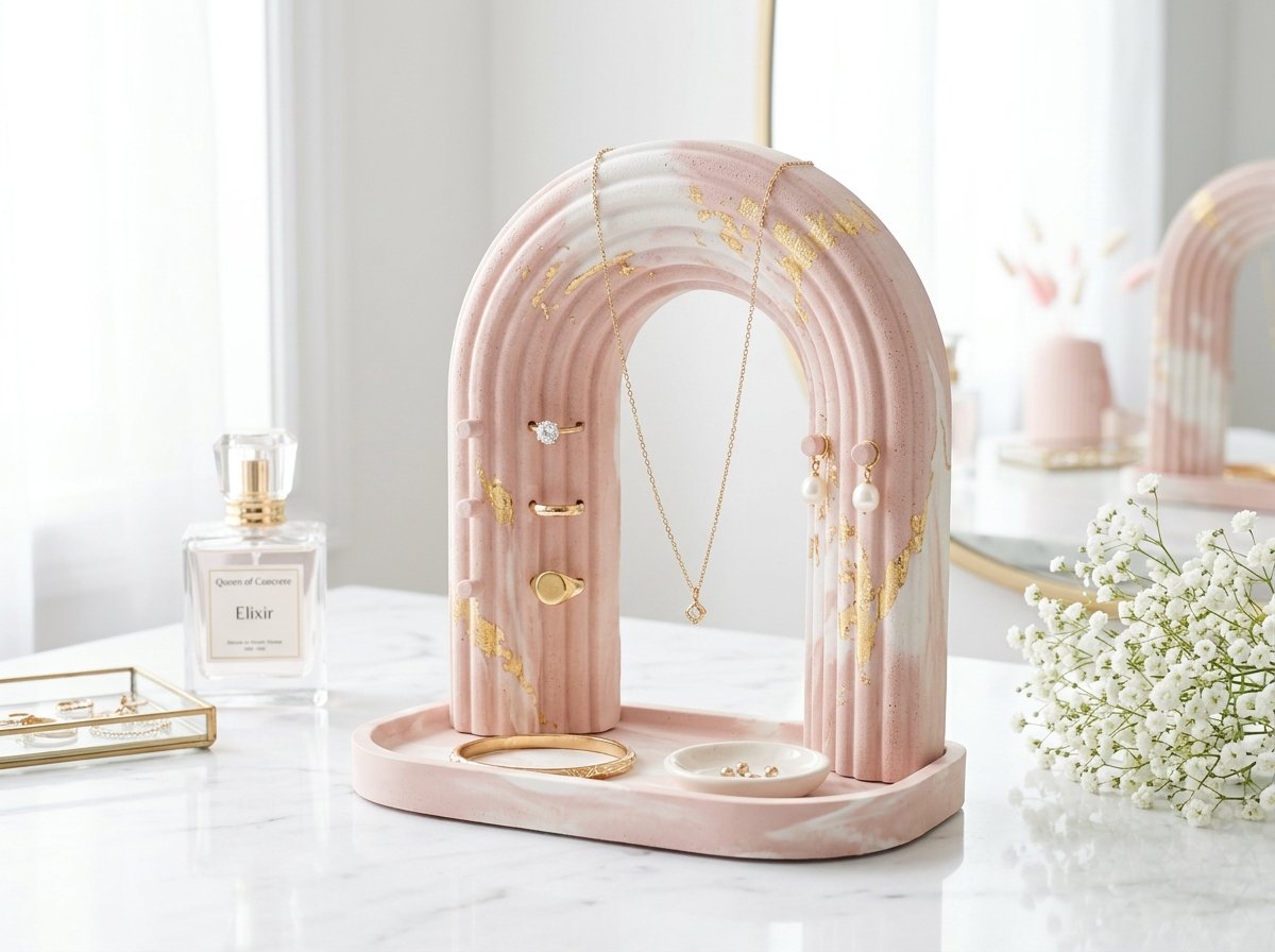 استاند قوس المجوهرات والمرآة المضلع (Arch Jewelry Stand)