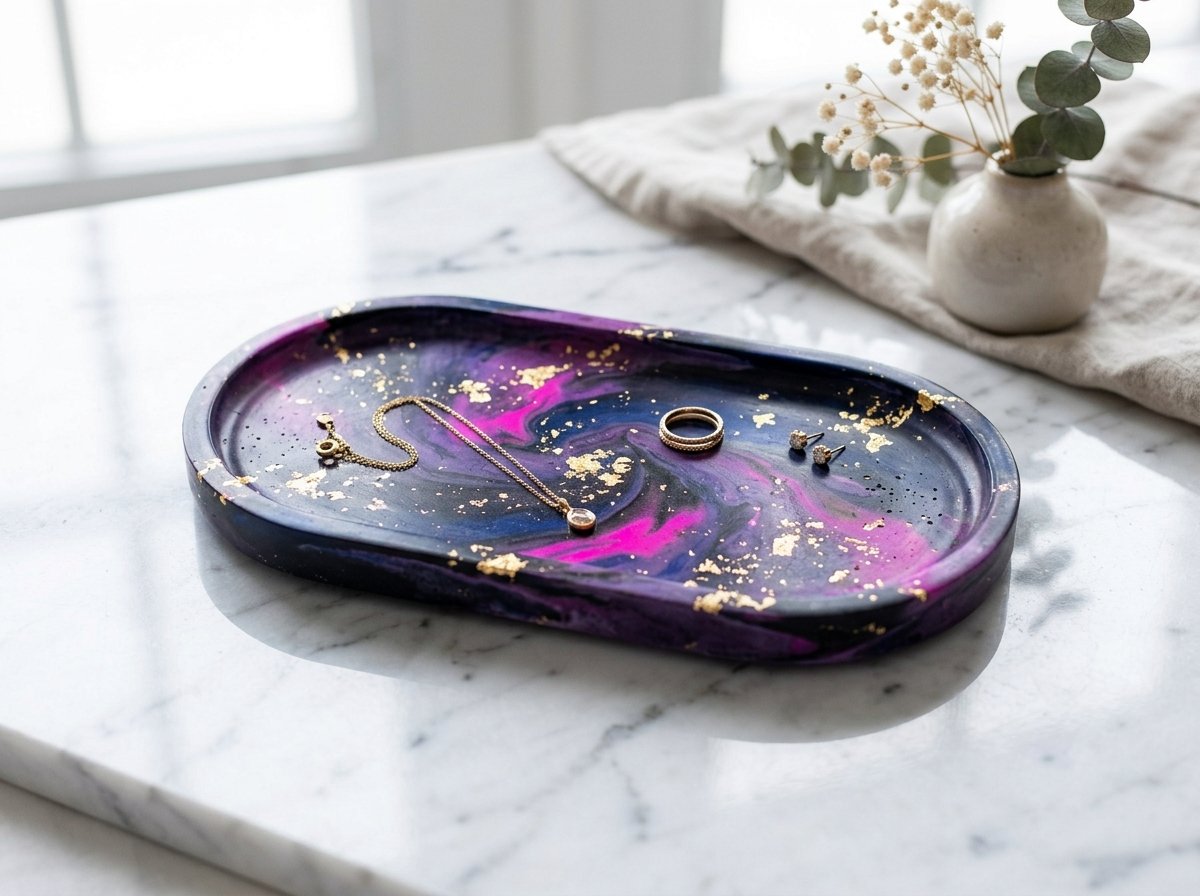 صينية "سديم المجرات الكوني" بعروق الذهب الخالص (Cosmic Nebula Luxury Tray)