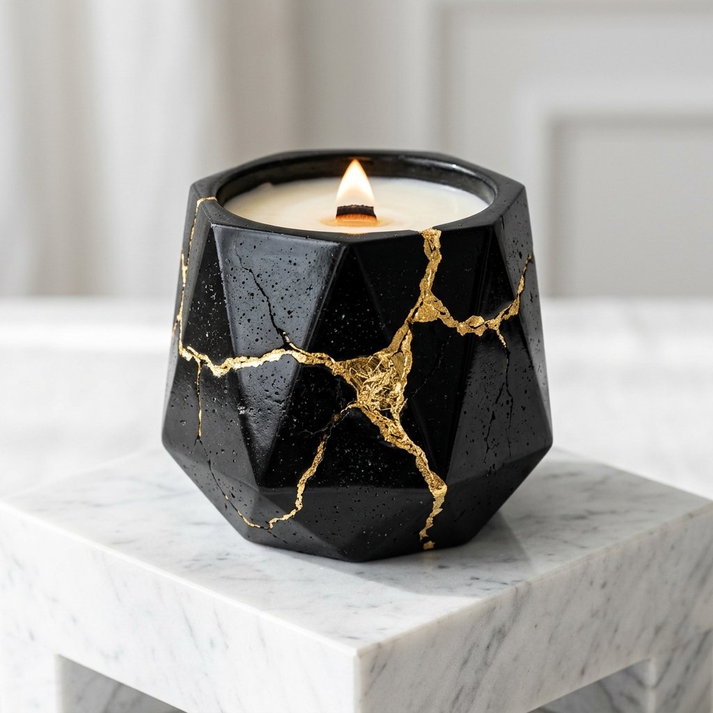 شمعة "الأوبسيديان البركاني الكينتسوجي الذهبي" (Imperial Obsidian 24K Gold Candle)