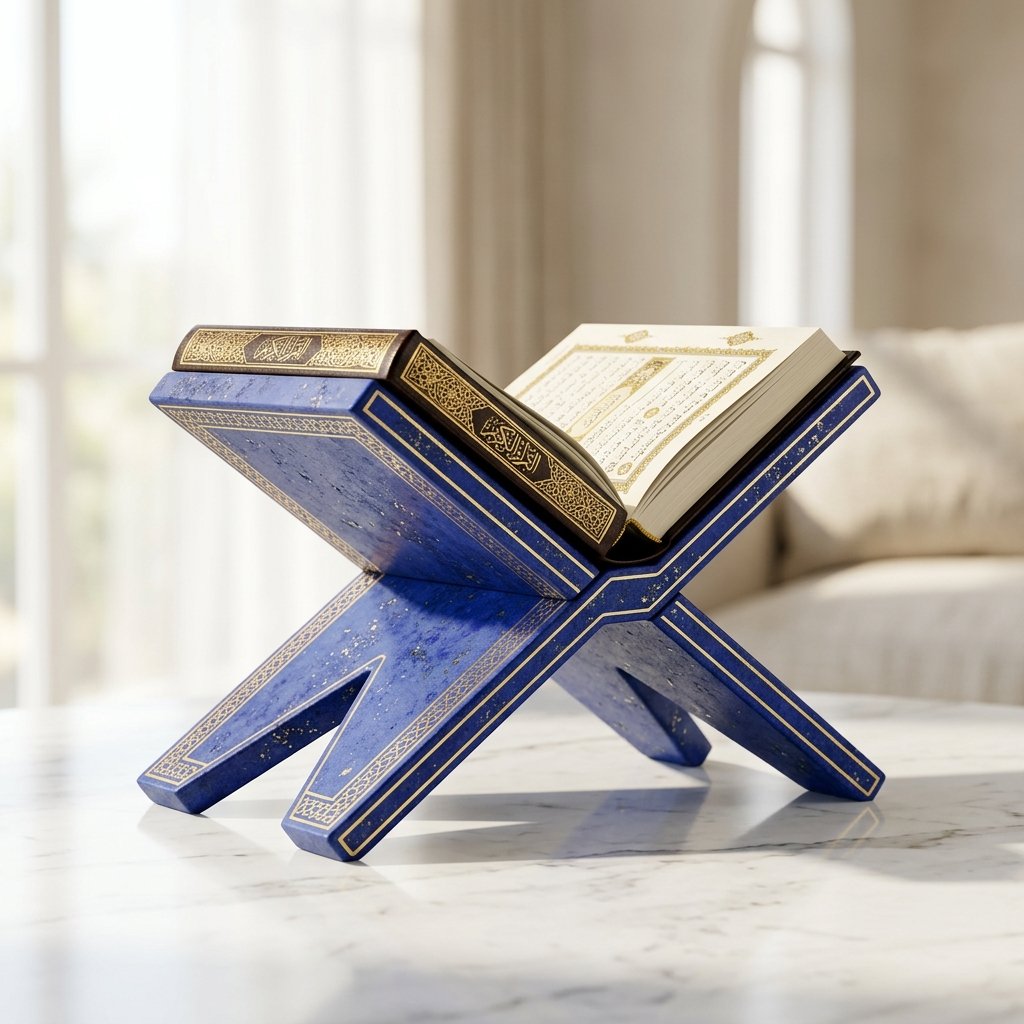 حامل المصحف والكتب "اللازورد الأفغاني وبايرايت الذهب" (Royal Lapis Lazuli Interlocking Book Stand)