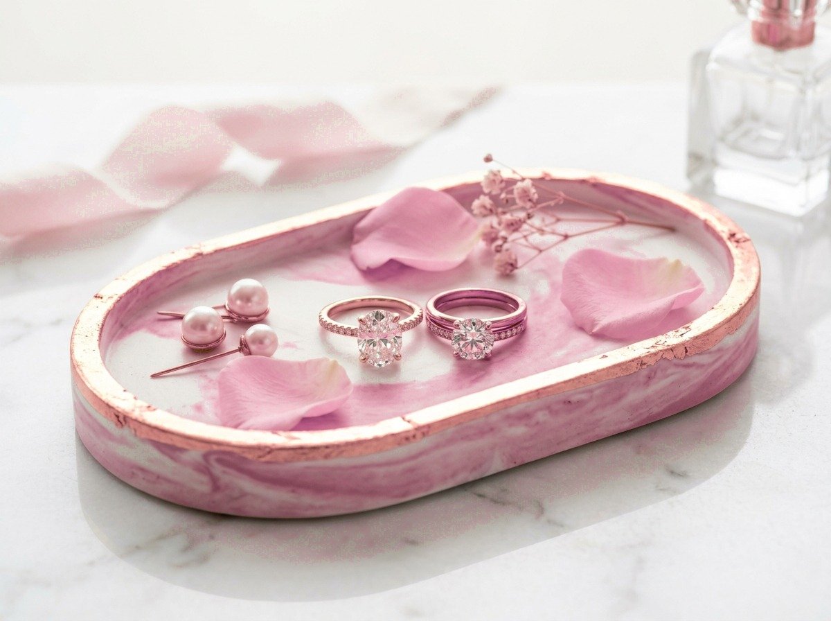 صينية التسريحة التوتي والروز جولد (Berry & Rose Gold)