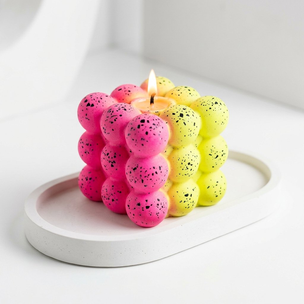 شمعة البابلز "حلوى النيون والبوب آرت تيرازو" (Neon Pop Candy Bubble Candle)